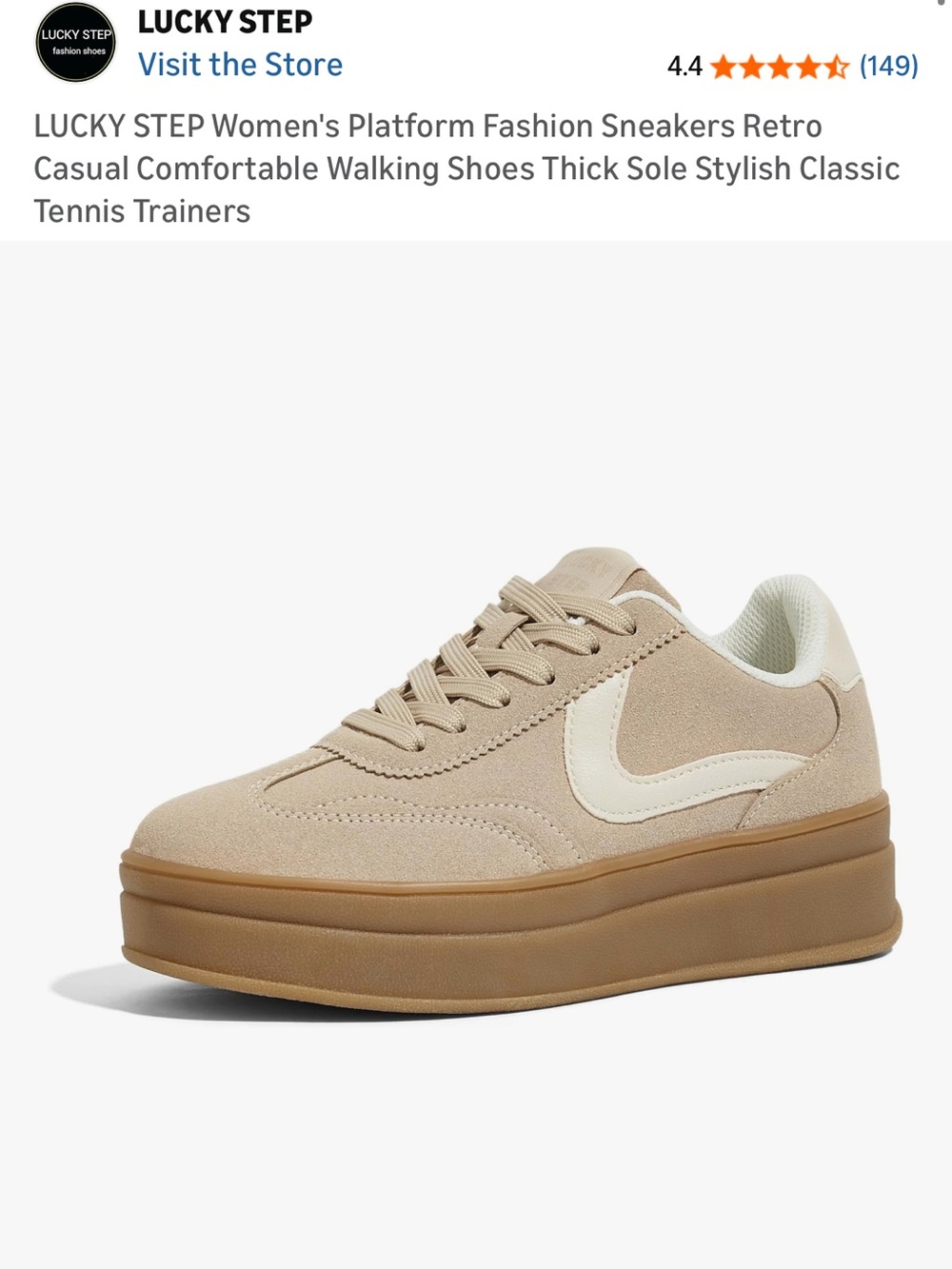 LUCKY STEP Women's Beige Platform Sneakers — Elevated Casual Style